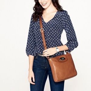 Fossil Brown Tan Leather Marlow Crossbody Bag